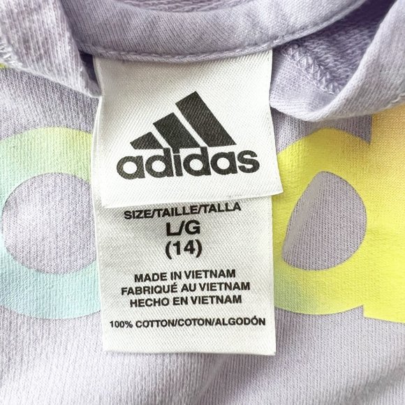 Adidas Logo Hoodie Purple Pullover Sweater Youth Large - stained - - Picture 4 of 12